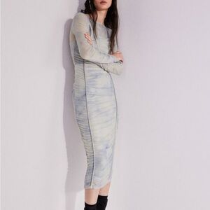 Gathered Long-Sleeve Dress